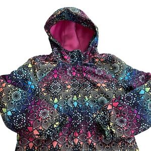 The Childrens Place Kids Girls M 7/8 Rainbow Mandala Print Hooded Jacket